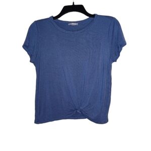 Teenbell blue knotted cropped shirt